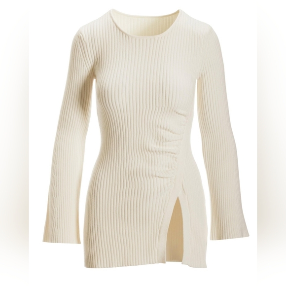 Boston Proper Cream Ribbed Long Sleeve Tunic Sweater Size XL Like New Condition - Picture 1 of 9
